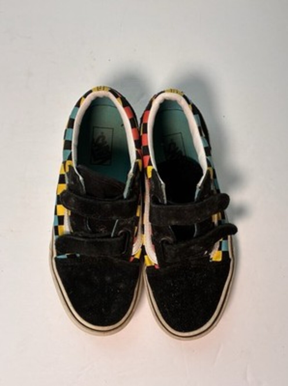 VANS Old Skool V Neon Glow Checkerboard Youth Size 3 Skate Shoes - Picture 6 of 11